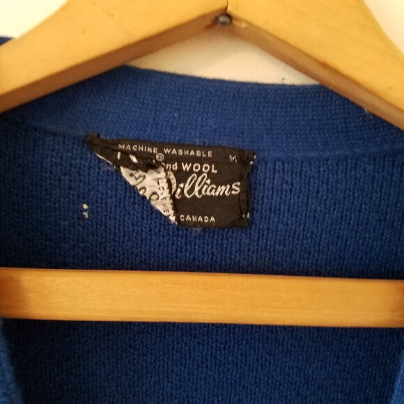 Vintage Wool Blend Dark Blue Men's Cardigan Sweater Size M - Picture 4 of 7